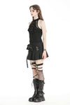 Punk black moto pleated mini skirt KW359