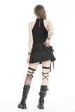 Punk black moto pleated mini skirt KW359