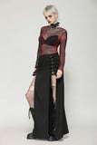 Punk Black Slit Metal Long Skirt KW367