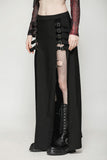 Punk Black Slit Metal Long Skirt KW367