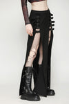 Punk Black Slit Metal Long Skirt KW367