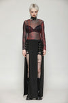 Punk Black Slit Metal Long Skirt KW367