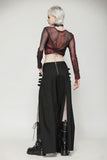 Punk Black Slit Metal Long Skirt KW367