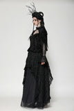 Gothic lace mesh reversible long maxi skirt KW369