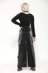 Punk black leather bodycon split skirt KW370