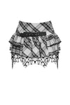Punk Black and White Checkered Asymmetrical Messy Net Skirt KW373