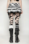 Punk Black and White Checkered Asymmetrical Messy Net Skirt KW373
