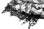 Punk Black and White Checkered Asymmetrical Messy Net Skirt KW373