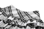 Punk Black and White Checkered Asymmetrical Messy Net Skirt KW373