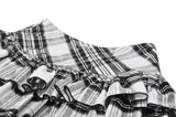 Punk Black and White Checkered Asymmetrical Messy Net Skirt KW373