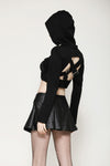 Punk Sassy Girl black PU leather low-waisted skirt KW375