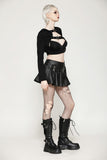 Punk Sassy Girl black PU leather low-waisted skirt KW375