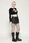 Punk Sassy Girl black PU leather low-waisted skirt KW375