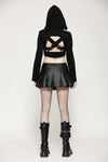 Punk Sassy Girl black PU leather low-waisted skirt KW375