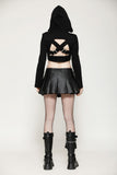 Punk Sassy Girl black PU leather low-waisted skirt KW375