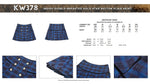 Indigo double-breasted gold star button plaid skirt KW378