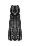 Gothic Velvet & Sheer Lace Paneled Long Skirt KW383