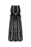 Gothic Velvet & Sheer Lace Paneled Long Skirt KW383