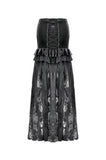 Gothic Velvet & Sheer Lace Paneled Long Skirt KW383