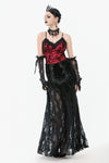Gothic Velvet & Sheer Lace Paneled Long Skirt KW383
