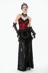 Gothic Velvet & Sheer Lace Paneled Long Skirt KW383