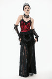 Gothic Velvet & Sheer Lace Paneled Long Skirt KW383