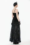 Gothic Velvet & Sheer Lace Paneled Long Skirt KW383