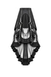 Metal Studded Punk Skirt with Mesh Tail and Pockets KW385