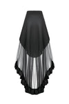 Metal Studded Punk Skirt with Mesh Tail and Pockets KW385