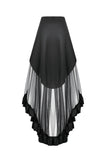 Metal Studded Punk Skirt with Mesh Tail and Pockets KW385