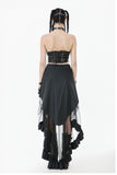 Metal Studded Punk Skirt with Mesh Tail and Pockets KW385