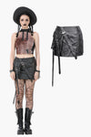 Battle-Ready Punk Skirt with Grommet Straps and Star Charm KW387