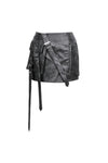 Battle-Ready Punk Skirt with Grommet Straps and Star Charm KW387