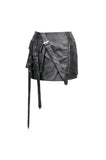 Battle-Ready Punk Skirt with Grommet Straps and Star Charm KW387