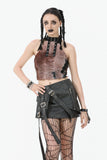 Battle-Ready Punk Skirt with Grommet Straps and Star Charm KW387