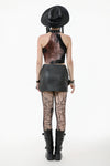 Battle-Ready Punk Skirt with Grommet Straps and Star Charm KW387