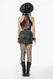 Battle-Ready Punk Skirt with Grommet Straps and Star Charm KW387