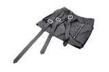 Battle-Ready Punk Skirt with Grommet Straps and Star Charm KW387