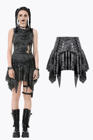 Shattered Butterfly Punk Skirt with Leather Lace-Up  KW391