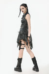 Shattered Butterfly Punk Skirt with Leather Lace-Up  KW391