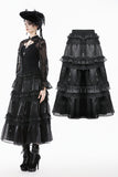 Gothic Moonlit Rose Layered Maxi Petticoat Skirt KW392