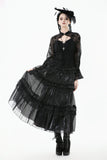 Gothic Moonlit Rose Layered Maxi Petticoat Skirt KW392
