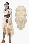 Steampunk Ruffled Skirt with Pleated Trim and Adjustable Waist KW394