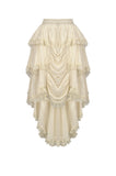 Steampunk Ruffled Skirt with Pleated Trim and Adjustable Waist KW394