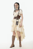 Steampunk Ruffled Skirt with Pleated Trim and Adjustable Waist KW394