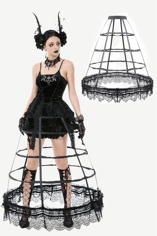 Retro Lace Petticoat with Multi-Layered Boning and Ruffled Hem KW398