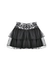 Punk Mesh-Layered Skirt with D-Ring Ties Waist KW401