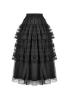 Polka Dot Tiered Lace Skirt with Ruched Mesh and Irregular Net Trim KW402