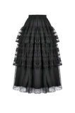 Polka Dot Tiered Lace Skirt with Ruched Mesh and Irregular Net Trim KW402