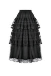 Polka Dot Tiered Lace Skirt with Ruched Mesh and Irregular Net Trim KW402